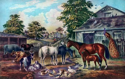 American Farm Yard pela manhã, 1857 de Currier and Ives