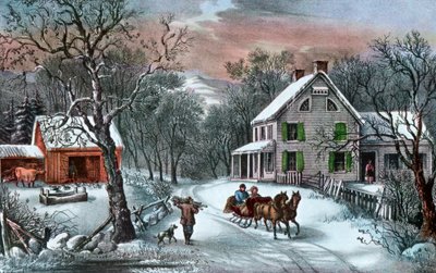 Herdade americana no inverno, 1868 de Currier and Ives