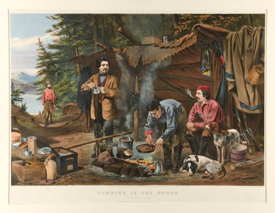 Acampamento na floresta. de Currier and Ives