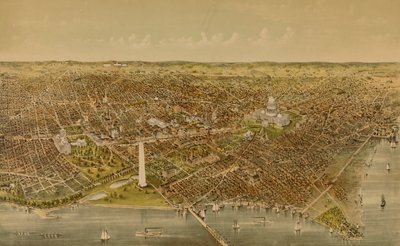 Cidade de Washington (vista panorâmica do Potomac a norte) de Currier and Ives