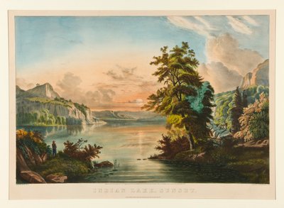 Lago Indiano - Pôr-do-sol de Currier and Ives