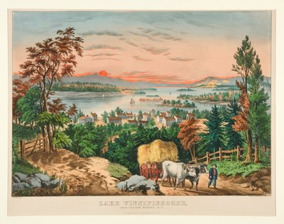 Lago Winnipiseogee, de Centre Harbor, NH de Currier and Ives