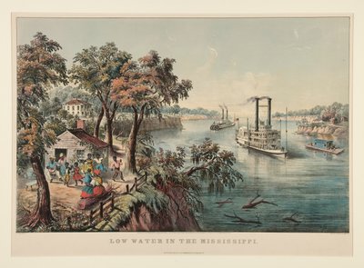 Água baixa no Mississippi de Currier and Ives