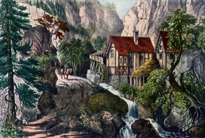 Antigo moinho suíço, 1872. de Currier and Ives