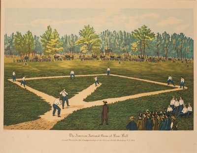 O Jogo Nacional Americano de Base Ball, ca 1866. de Currier and Ives.