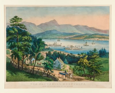As Montanhas Catskill da costa oriental do Hudson de Currier and Ives
