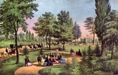 A movimentação, Central Park, 1862. de Currier and Ives