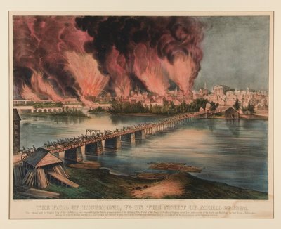 A queda de Richmond, Virgínia, na noite de 2 de Abril de 1865 de Currier and Ives