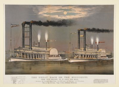 A Grande Corrida no Mississippi/f de Nova Orleães a St. Louis 1210 Milhas de Currier and Ives