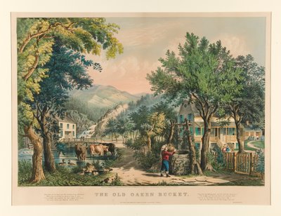 O velho balde de carvalho de Currier and Ives