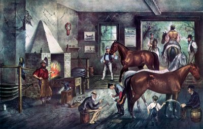 Trotar trincas na forja, 1869. de Currier and Ives