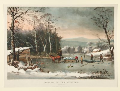 O Inverno no País. /Gerrando gelo de Currier and Ives