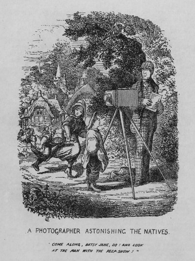 Um fotógrafo a surpreender os nativos (litografia) de Cuthbert Bede