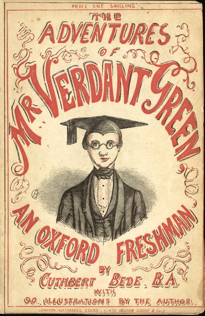 Ilustração da capa para As Aventuras do Sr. Verdant Green Um Freshman Oxford de Cuthbert Bede