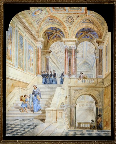 Design para a escadaria interior da Câmara Municipal de Leeds (aguarela sobre papel) de Cuthbert Brodrick