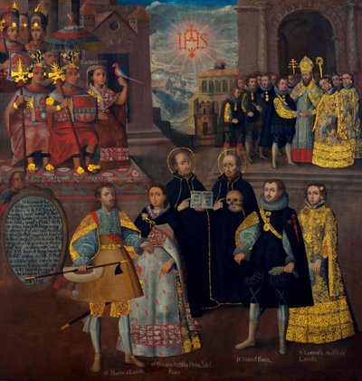 Casamento de Martín de Loyola com Dona Beatriz Ñusta, e de Don Juan Borja com Lorenza Ñusta. de Cuzco School