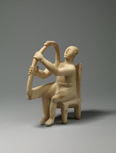 Harpista sentado em mármore, 2800-2700 a.C. (mármore) de Cycladic Cycladic