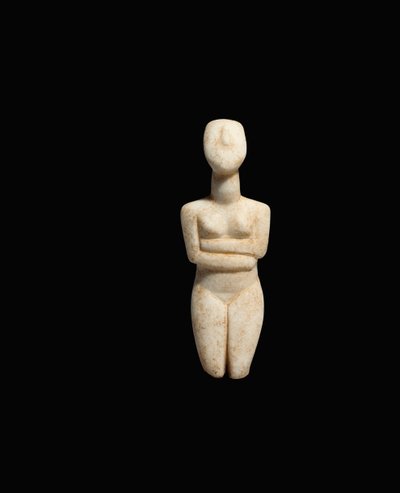 Figura feminina reclinada, variedade antiga de Spedos, início das Cíclades II, c.2600-2500 aC (mármore) de Cycladic Cycladic