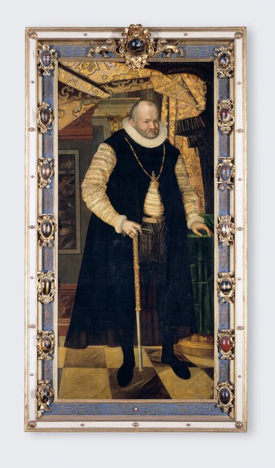 Retrato do Eleitor da Saxônia Augusto I (1526-1586) - Pintura de Cyriacus Roeder (Rheder) (por volta de 1560-1598), óleo sobre tela de Cyriacus (c.1560 1598) Roder