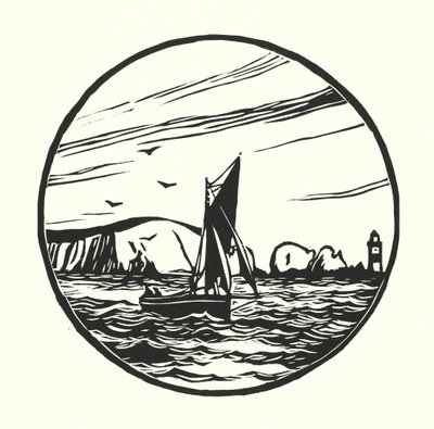 Barcos de pesca e barcaças: Itchen Ferry Boat (xilogravura) de Cyril A. Wilkinson