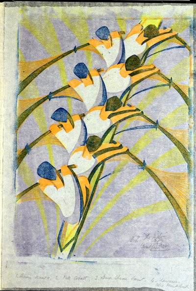 The Eight, c.1930 (linocut) de Cyril Edward Power