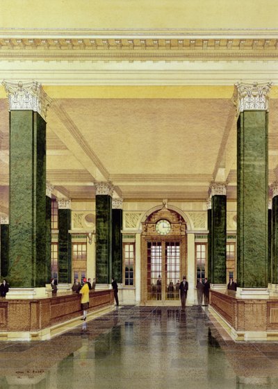 Interior do Midland Bank, Londres de Cyril Farey