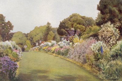 The Borders on the Lawn at Swiss Cottage, Osborne (lito colorido) de Cyril Ward