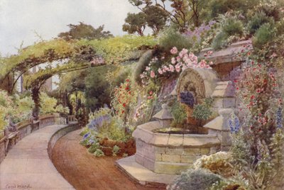 The Time of Roses, Fountain Terrace, Norman Tower Garden (lito colorido) de Cyril Ward