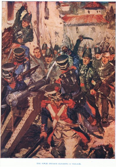 A Brigada de Rifles limpando uma aldeia, 1915 de Cyrus Cuneo