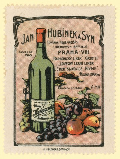 Jan Hubinek e Son vinhos e bebidas espirituosas de Czech School