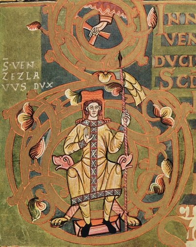 Ms XIV A 13-1 São Venceslau (907-929) do Códice de Vysehrad, c.1085 de Czech School