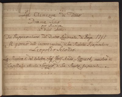 Página de título da partitura La Clemenza di Tito de Czech School