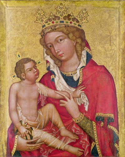 Virgem e Criança, c.1350 (marouflage e tempera no painel) de Czech School