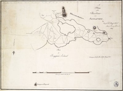 Um plano do porto perto de Singapura pelo Capitão D.l. Ross, FRS Marine Surveyor General de D. I. Ross