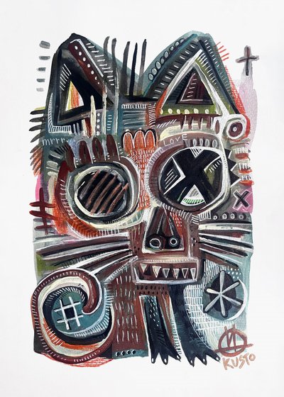 Gato Tribal Abstrato de Daia Kusto