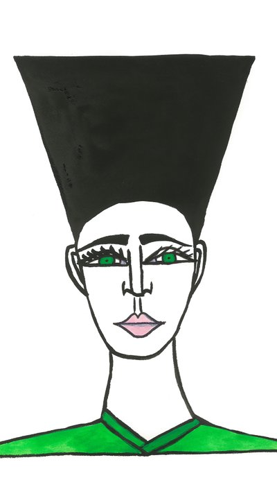 Afro Hair, 2024 (caneta com tinta sobre papel) de Daisy de Villeneuve