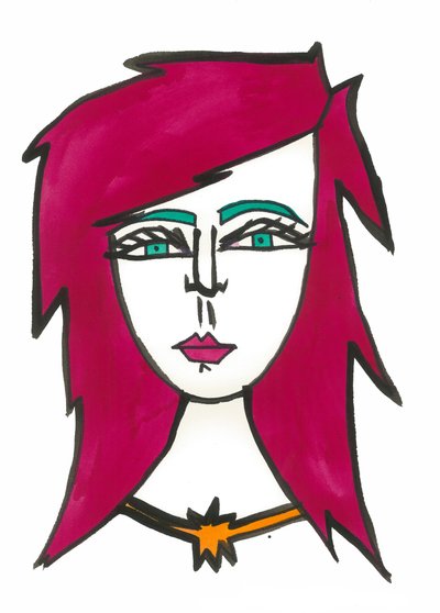 Cabelo cor-de-rosa escuro, 2024 (caneta com tinta sobre papel) de Daisy de Villeneuve