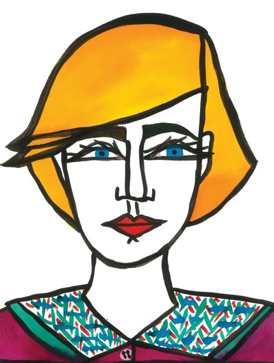 Princess Di Hair, 2024 (caneta com tinta sobre papel) de Daisy de Villeneuve