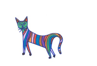 Gato arco-íris (ponta de feltro sobre papel) de Daisy de Villeneuve