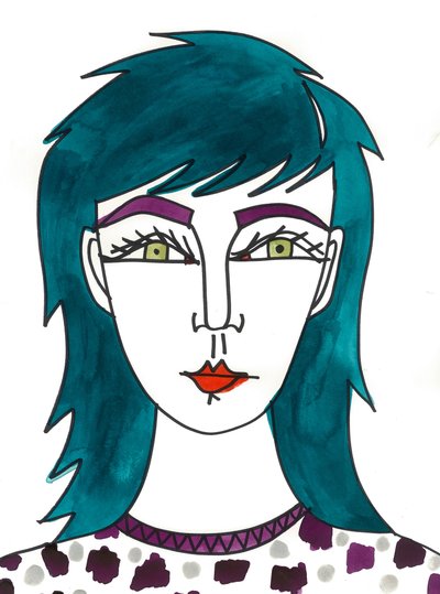 Shaggy Green Hair, 2024 (caneta com tinta sobre papel) de Daisy de Villeneuve