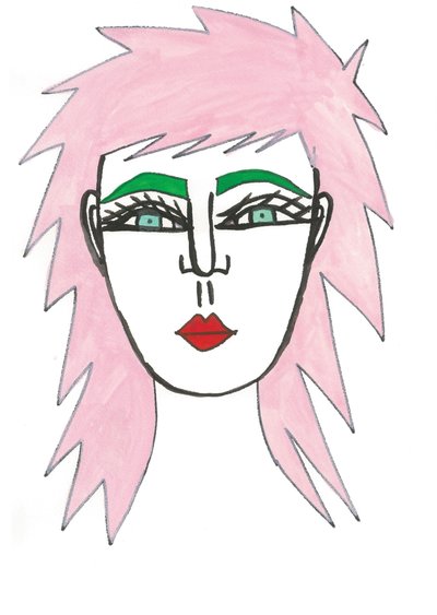 Shaggy Pink Hair, 2024 (caneta com tinta sobre papel) de Daisy de Villeneuve