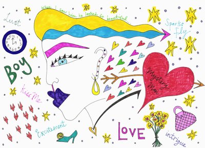 Sparks Fly, 2017 (caneta de feltro sobre papel) de Daisy de Villeneuve