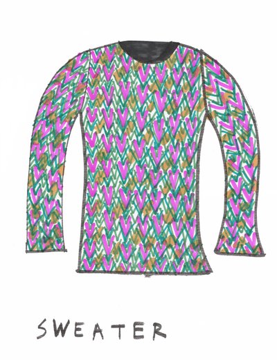 Camisola (caneta de feltro sobre papel) de Daisy de Villeneuve