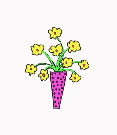 Vaso de flores (caneta sobre papel e Photoshop) de Daisy de Villeneuve