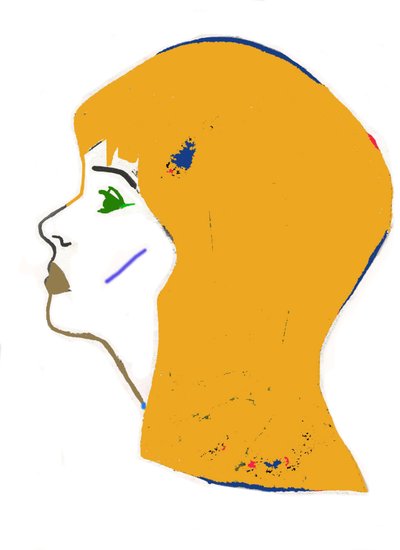 Cabeça amarela,2017 (caneta de feltro sobre papel) de Daisy de Villeneuve