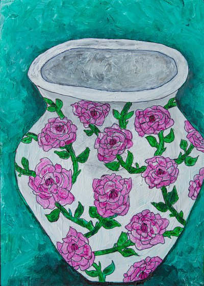 Vaso com rosas cor-de-rosa de Dale Hefer & Family