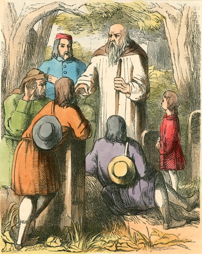 Dick Whittington ouvindo os aldeões de Dalziel Brothers