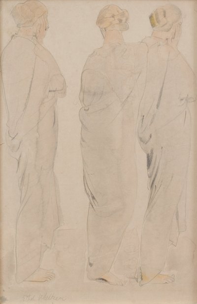 Três Musas, c. 1920 (lápis e aguarela sobre papel) de Dame Ethel Walker