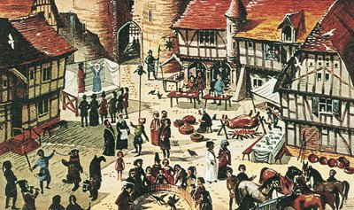Feira medieval (litografia a cores) de Dan Escott