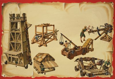 Maquinaria de cerco (guache sobre papel) de Dan Escott